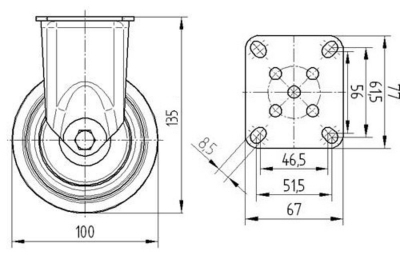Roata_fixa_TENTE_polipropilena_cauciuc_termoplastic_diametru_100_2478PJP100P50_dimensiuni_ro8