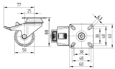 Roata_pivotanta_blocare_pe_roata_TENTE_polipropilena_cauciuc_termoplastic_diametru_50_2975PJO050P40_dimensiuni_ro8