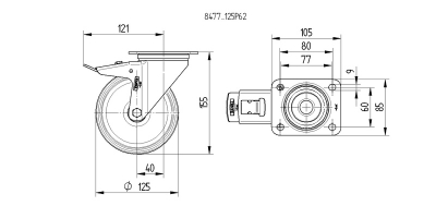Roata_pivotanta_blocare_totala_TENTE_poliamida_poliuretan_diametru_125_8477UAD125P62 red_dimensiuni_ro8